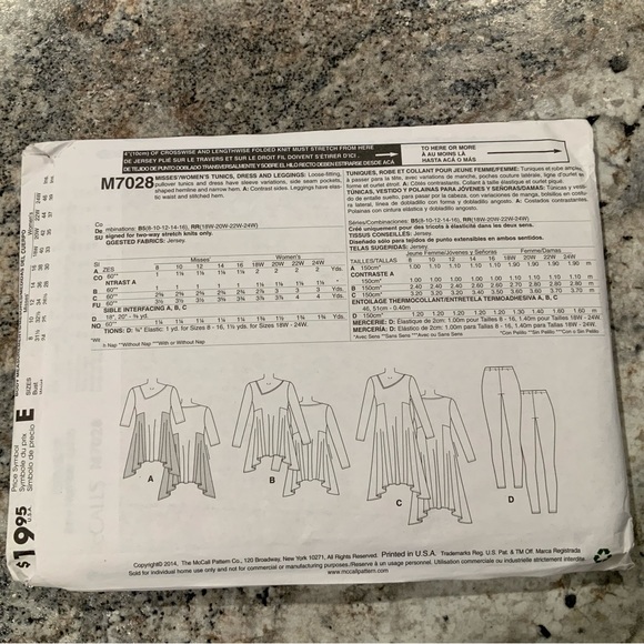 McCall's Patterns M7028 Misses'/Women's Tunics, RR (18W-20W-22W-24W) - Picture 2 of 6